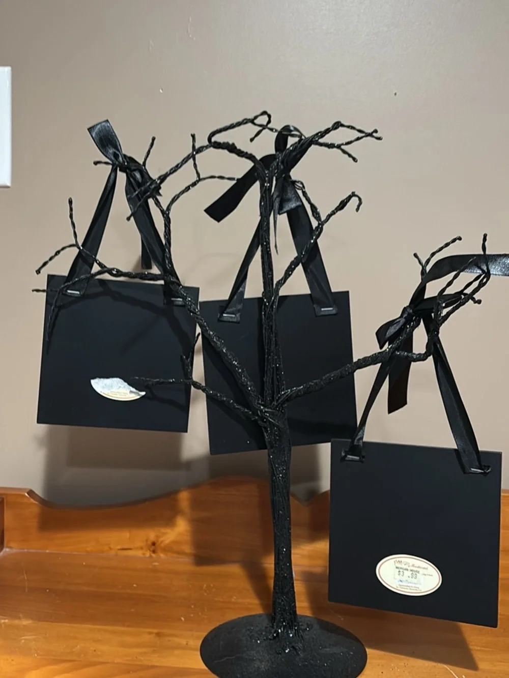 Halloween Trick or Treat Hanging tree with ornaments Black & White Stripe